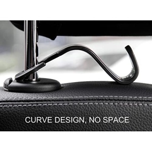 Amooca Car Seat Headrest Hook 4 Pack Hanger Storage Organizer Universal for Handbag Purse Coat fit Universal Vehicle Car Black S Type - Image 3
