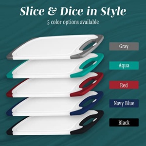 HOMWE Kitchen Cutting Board (3-Piece Set) - Juice Grooves with Easy-Grip Handles, Non-Porous, Dishwasher Safe - Multiple Sizes (Gray) - Image 5