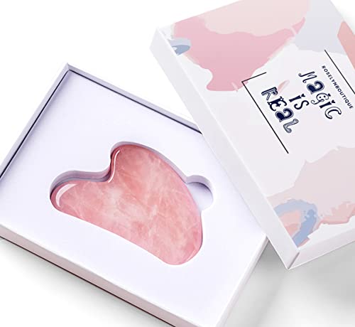 Gua Sha Facial Tools Healing Crystal - Self Care Gifts for Women Skin Care Tools Natural Massager for Skincare Face Body Relieve Muscle Tensions Reduce Puffiness (Rose Quartz)