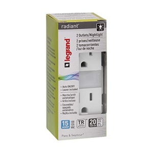 Legrand radiant Adjustable LED Night Light Outlet, Nightlight Electrical Outlets, Tamper Resistant, Safe for Kids, White, NTL885TRWCC6 1.6W x 2.75H