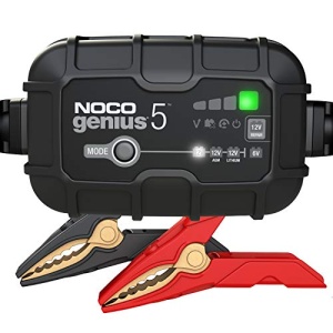NOCO GENIUS5, 5A Fully-Automatic Smart Charger, 6V and 12V Portable Automotive Car Battery Charger, Battery Maintainer, Trickle Charger and Battery Desulfator with Temperature Compensation