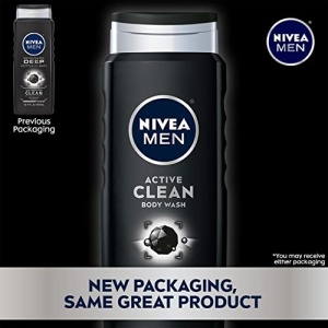 NIVEA MEN DEEP Active Clean Charcoal Body Wash, Cleansing Body Wash with Natural Charcoal, 3 Pack of 16.9 Fl Oz Bottles - Image 5