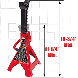 BIG RED T43202 Torin Steel Jack Stands: 3 Ton (6,000 lb) Capacity, Red, 1 Pair