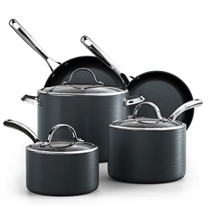 Cooks Standard Nonstick Hard Anodized Cookware Set, 8 Piece, Black