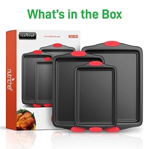 Nutrichef w/Heat Red Silicone Handles, Oven Safe, 3 Piece Set - Image 2