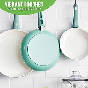 GreenLife Soft Grip Healthy Ceramic Nonstick 7" and 10" Frying Pan Skillet Set, PFAS-Free, Dishwasher Safe, Turquoise - Image 2