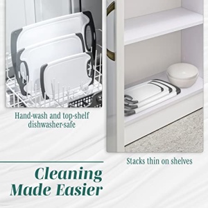 HOMWE Kitchen Cutting Board (3-Piece Set) - Juice Grooves with Easy-Grip Handles, Non-Porous, Dishwasher Safe - Multiple Sizes (Gray) - Image 6