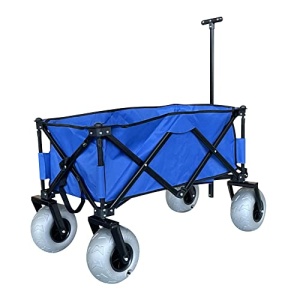 Juggernaut Carts Collapsible Folding Outdoor Beach Utility Wagon with Cover Bag, Blue - Image 6