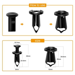 GOOACC GRC-70 35PCS Engine Under Cover Splash Shield Guard Body Bolts Bumper Fender Liner Push Retainer Fastener Rivet Clips , black - Image 8