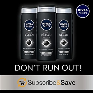 NIVEA MEN DEEP Active Clean Charcoal Body Wash, Cleansing Body Wash with Natural Charcoal, 3 Pack of 16.9 Fl Oz Bottles - Image 3