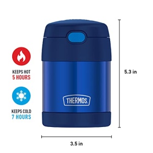 THERMOS FUNTAINER 10 Ounce Stainless Steel Vacuum Insulated Kids Food Jar with Folding Spoon, Navy - Image 5