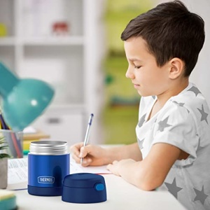 THERMOS FUNTAINER 10 Ounce Stainless Steel Vacuum Insulated Kids Food Jar with Folding Spoon, Navy - Image 3