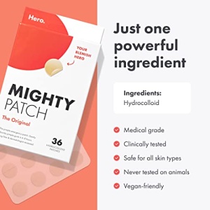 Mighty Patch Original from Hero Cosmetics - Hydrocolloid Acne Pimple Patch for Covering Zits and Blemishes, Spot Stickers for Face and Skin, Vegan-friendly and Not Tested on Animals (36 Count) - Image 6