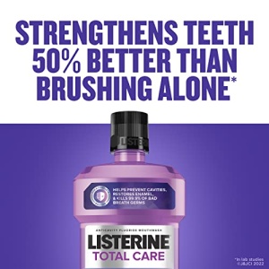 Listerine Total Care Anticavity Fluoride Mouthwash, 6 Benefits in 1 Oral Rinse Helps Kill 99% of Bad Breath Germs, Prevents Cavities, Strengthens Teeth, ADA-Accepted, Fresh Mint, 1 L - Image 8
