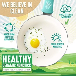 GreenLife Soft Grip Healthy Ceramic Nonstick 7" and 10" Frying Pan Skillet Set, PFAS-Free, Dishwasher Safe, Turquoise - Image 11