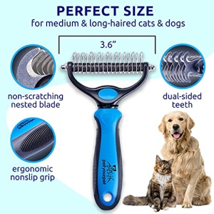 Pat Your Pet Deshedding Brush - Double-Sided Undercoat Rake for Dogs & Cats - Shedding Comb and Dematting Tool for Grooming - Image 5