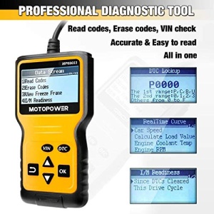 MOTOPOWER MP69033 Car OBD2 Scanner Code Reader Engine Fault Code Reader Scanner CAN Diagnostic Scan Tool for All OBD II Protocol Cars Since 1996, Yellow - Image 5