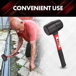 YIYITOOLS YY-2-005 Rubber Mallet Hammer With fiberglass Handle?16-oz, black - Image 4