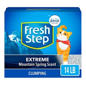 Fresh Step Extreme Scented Litter with the Power of Febreze, Clumping Cat Litter Mountain Spring, 14 Pounds (Package May Vary)