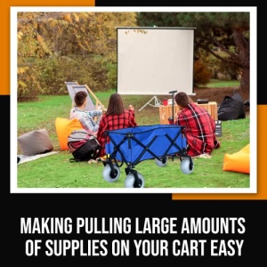 Juggernaut Carts Collapsible Folding Outdoor Beach Utility Wagon with Cover Bag, Blue - Image 2