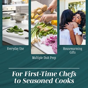 HOMWE Kitchen Cutting Board (3-Piece Set) - Juice Grooves with Easy-Grip Handles, Non-Porous, Dishwasher Safe - Multiple Sizes (Gray) - Image 3