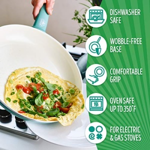 GreenLife Soft Grip Healthy Ceramic Nonstick 7" and 10" Frying Pan Skillet Set, PFAS-Free, Dishwasher Safe, Turquoise - Image 9