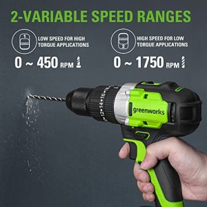 Greenworks 24V Brushless Cordless Hammer Drill Kit, 530 in./lbs Torque, 20+1 Position Clutch, 1/2 '' Keyless Chuck, Variable Speed, (1) 4Ah USB (Power Bank) Batteries and Charger, LED Light - Image 7