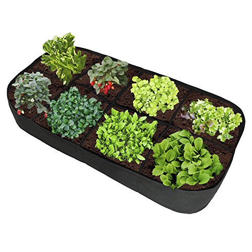 ASSR Fabric Raised Garden Bed, 135 Gallon 8 Holes Rectangle Breathable Planting Container Grow Bag Planter Pot for Plants, Flowers and Vegetables