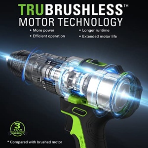 Greenworks 24V Brushless Cordless Hammer Drill Kit, 530 in./lbs Torque, 20+1 Position Clutch, 1/2 '' Keyless Chuck, Variable Speed, (1) 4Ah USB (Power Bank) Batteries and Charger, LED Light - Image 8
