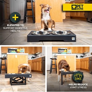 Pet Zone Designer Diner Adjustable Elevated Dog Bowls - Adjusts to 3 Heights, 2.75?, 8", & 12'' (Raised Dog Dish with Double Stainless Steel Bowls) Black - Image 8