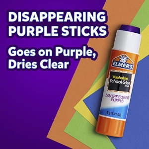 Elmer's Disappearing Purple School Glue Sticks, Washable, 6 Grams, 12 Count - Image 7