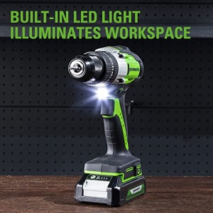 Greenworks 24V Brushless Cordless Hammer Drill Kit, 530 in./lbs Torque, 20+1 Position Clutch, 1/2 '' Keyless Chuck, Variable Speed, (1) 4Ah USB (Power Bank) Batteries and Charger, LED Light - Image 3