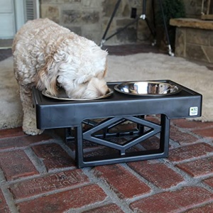 Pet Zone Designer Diner Adjustable Elevated Dog Bowls - Adjusts to 3 Heights, 2.75?, 8", & 12'' (Raised Dog Dish with Double Stainless Steel Bowls) Black - Image 2