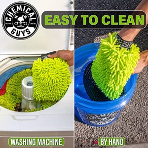 Chemical Guys MIC493 Chenille Premium Scratch-Free Microfiber Wash Mitt, Lime Green, 9.6" x 2.3" x 7" - Image 5